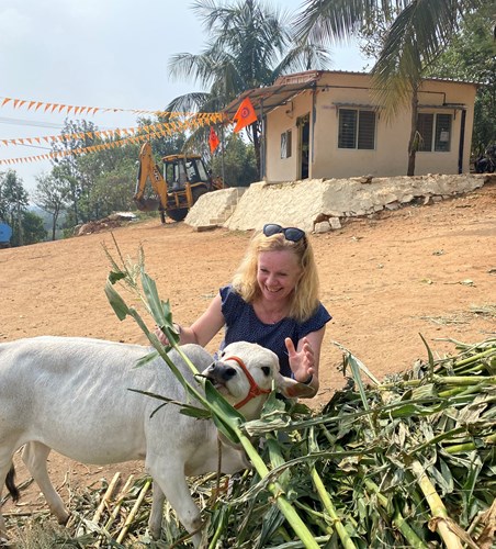 Cathy Dwyer with small cow