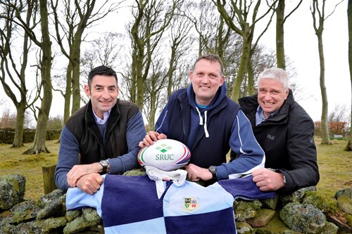 Doddie Weir, centre, with former SRUC classmates Hamish Dykes and David Ireland ahead of the 2018 charity match