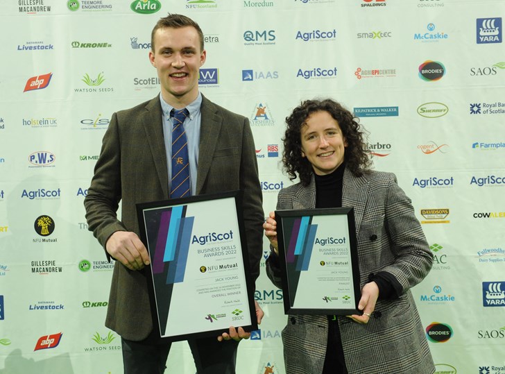 Jack Young poses with Cabinet Secretary Mairi Gougeon