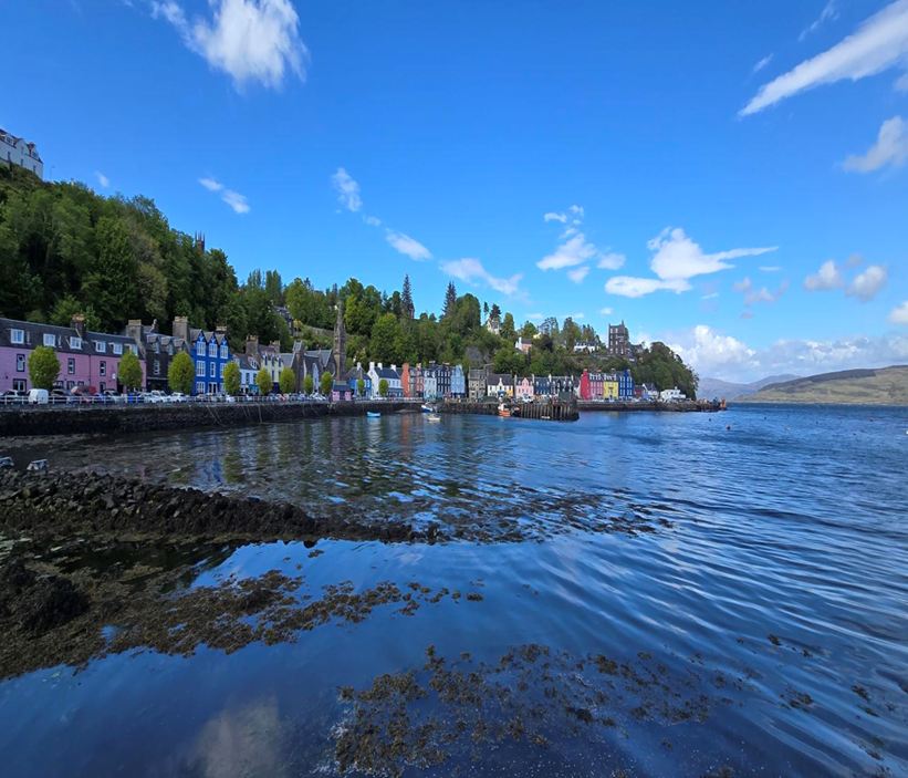 A row of buildings along a shoreline
