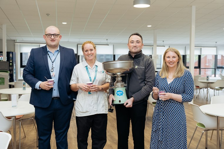 L-R Connor Pattie, South Ayrshire Council, Lyndsey Campbell, chef for the catering services at Ayrshire College, Mark Robertson, SRUC/DDC and Fiona Paterson, Ayrshire Growth Deal.