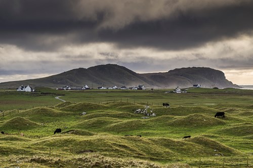 crofting landscape with hills and houses